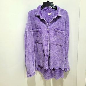 POL Purple Button Down Shirt Jacket Shacket